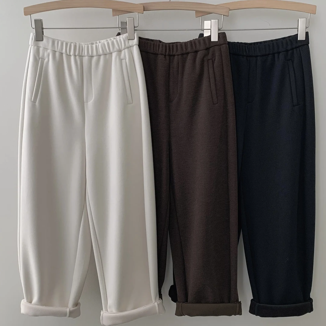 秋冬款羊毛加绒加厚九分哈伦休闲裤显瘦百搭