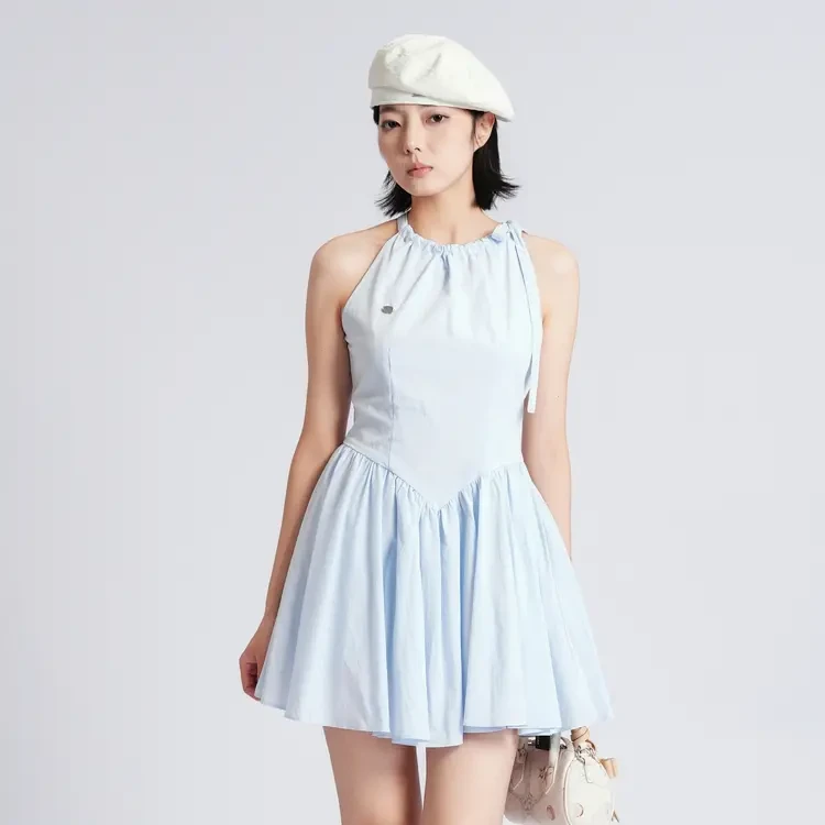 西町村屋甜美简约无袖连衣裙女装夏季新款文艺百搭裙子XAAB10117