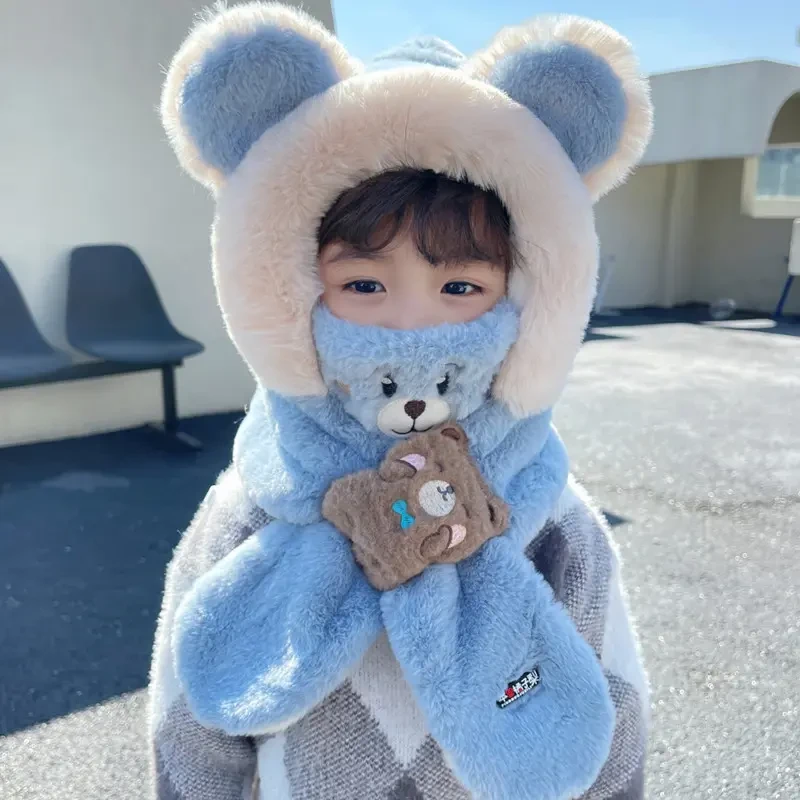 儿童帽围巾口罩一体冬季可爱宝宝加厚护耳帽男女童保暖防风帽G979