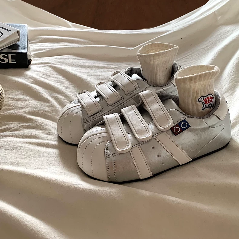 可爱丑萌大头魔术贴厚底面包鞋女小众复古百搭德训鞋休闲板鞋女