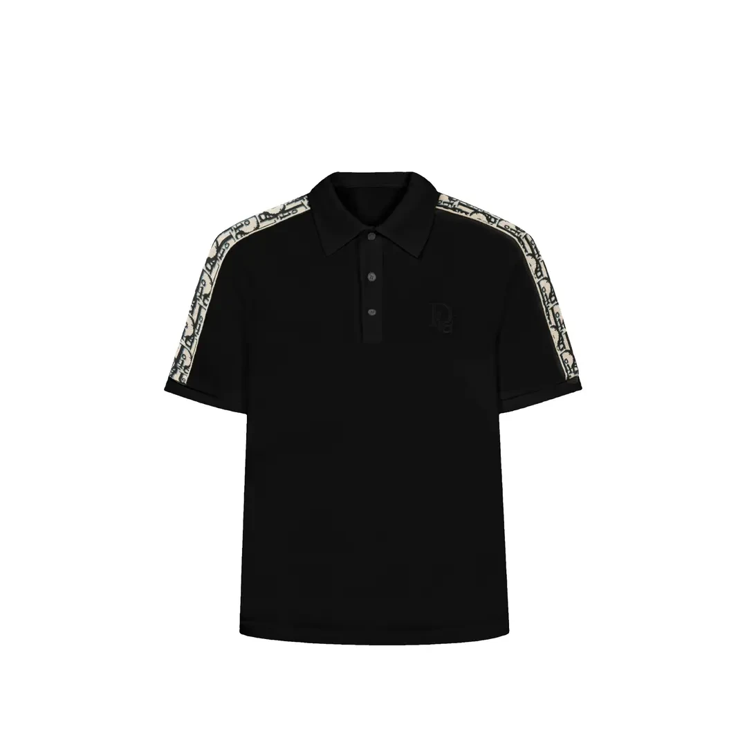 DIORA HEALY/迪奥海莉经典双色提花贝壳扣短袖POLO衫3316270363