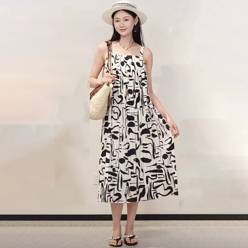 44876【纳系列】雪纺吊带连衣裙2420814350