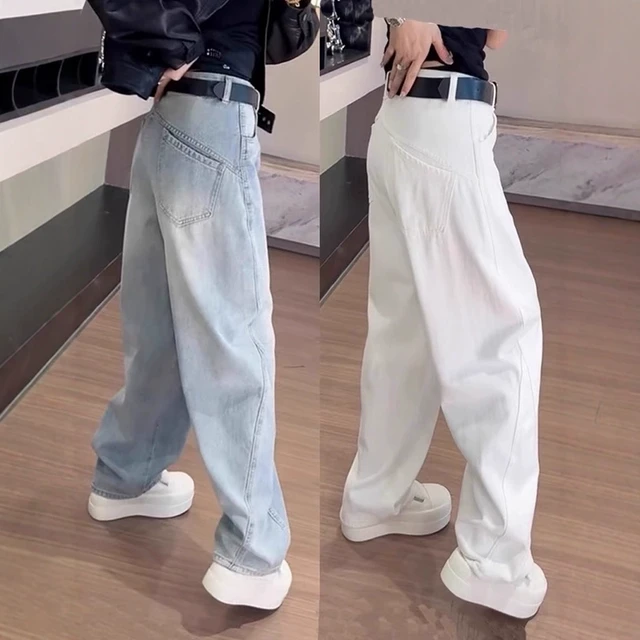 大码女装2025夏季新款白色直筒牛仔裤胖妹妹宽松显瘦松弛感弯刀裤