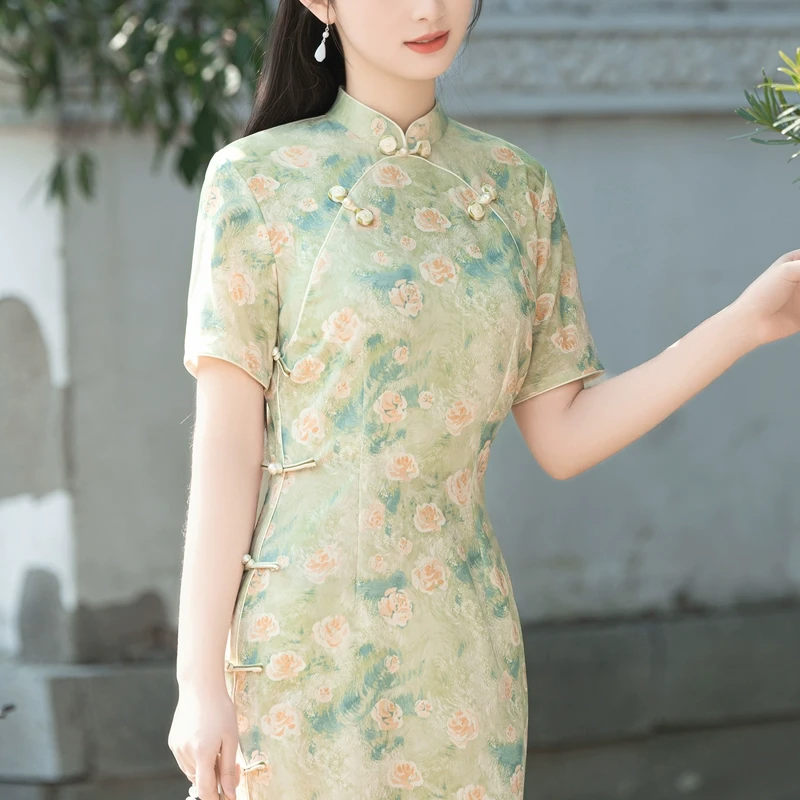 高端新中式绝美旗袍夏季优雅2025新款老上海晚礼服日常可穿民国风