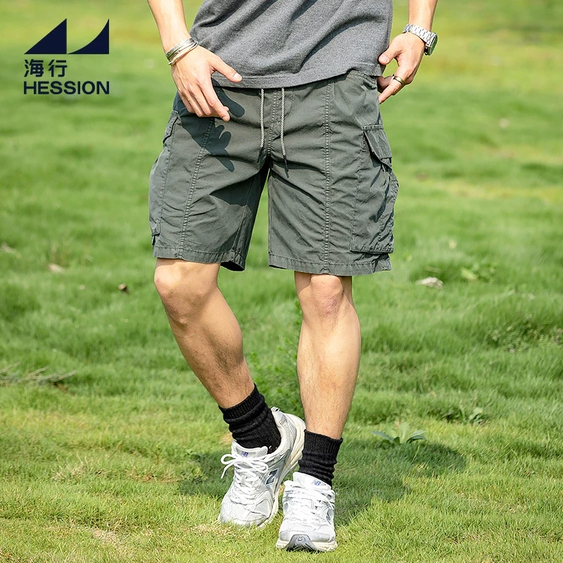 海行绿色户外速干机能伞兵短裤男2025年夏新款宽松透气运动五分裤