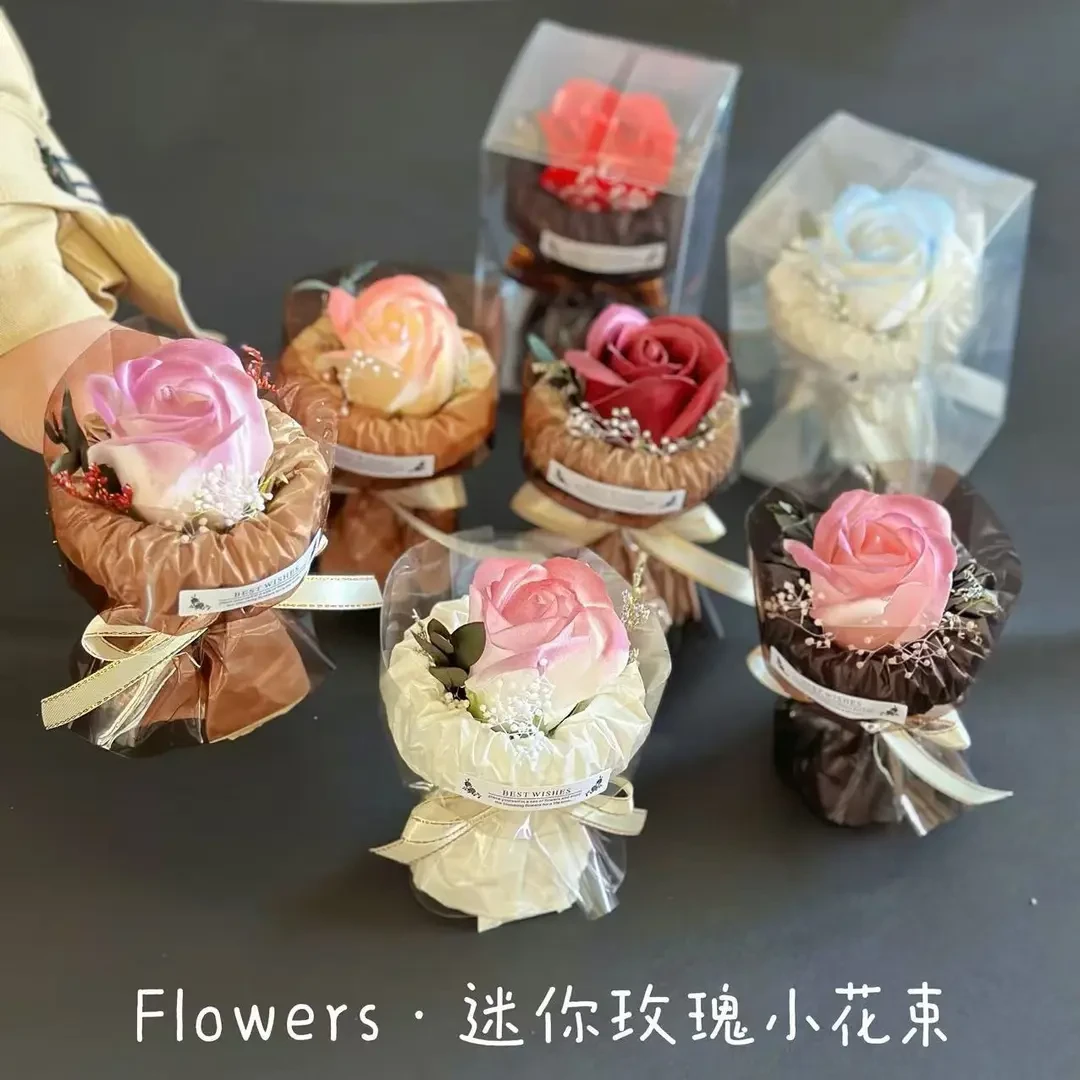 迷你口袋见面小花束玫瑰向日葵永生花仿真花伴手礼礼物装饰跃立