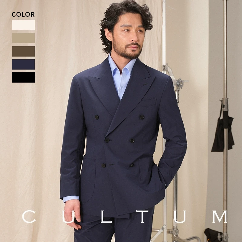 【速干可机洗免熨】CULTUM通勤轻商务双排戗驳领西服套装男