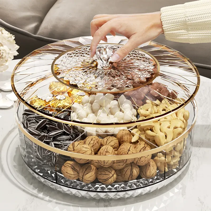 水果盘家用过年客厅茶几2024新款轻奢高档零食糖果干果瓜子摆放盘
