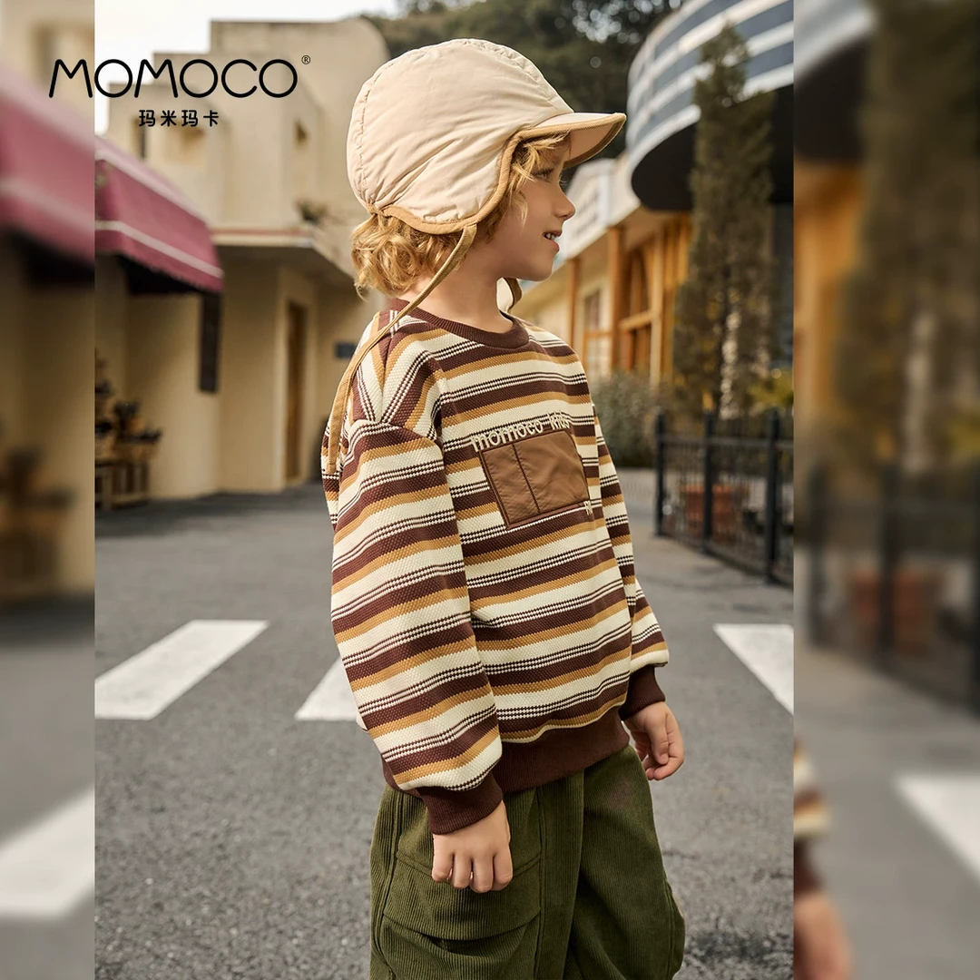MOMOCO/玛米玛卡男童时尚条纹卫衣2025冬新款76430232015