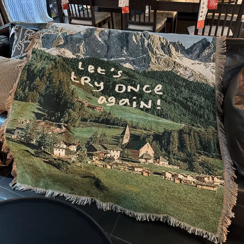 禾木村山风景线毯多功能沙发毯艺术挂毯装饰画挂画野餐垫装饰摆件