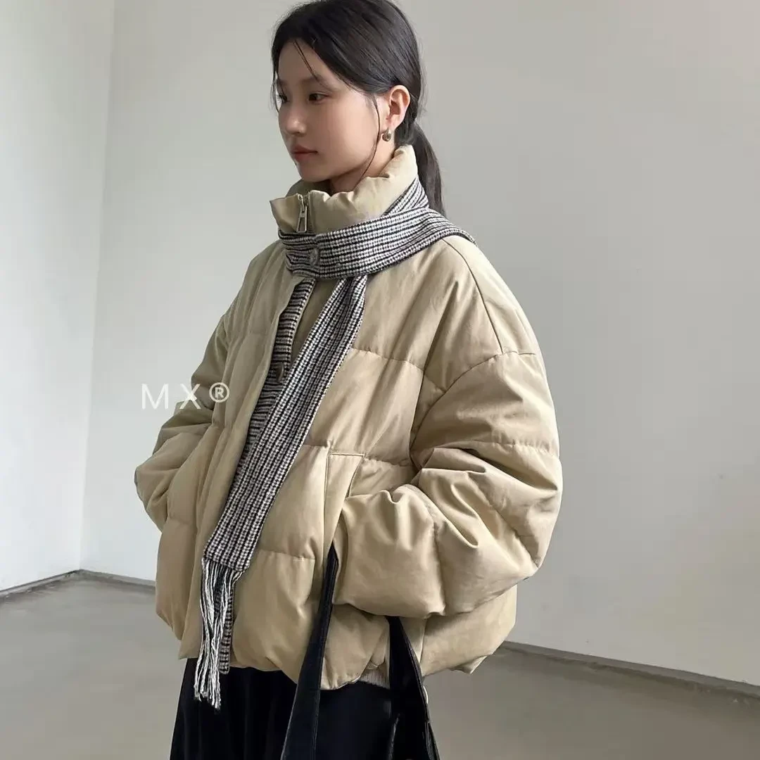 冬季短款连帽宽松白鸭绒保暖百搭韩版羽绒服