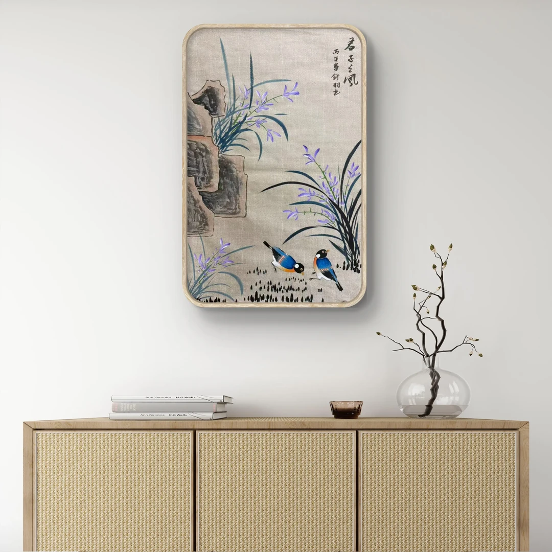 兰花君子之风适合挂在茶室客厅画芯中式实木装饰画未装裱68@43