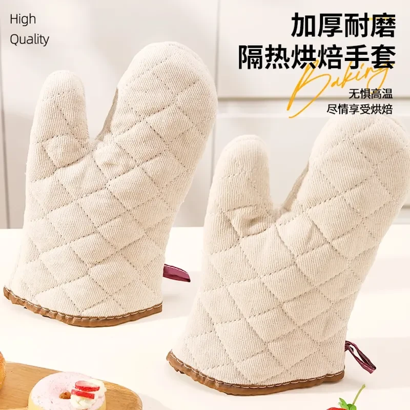 加厚耐高温微波炉隔热护手套烘焙烤箱专用棉手套防烫隔热家用