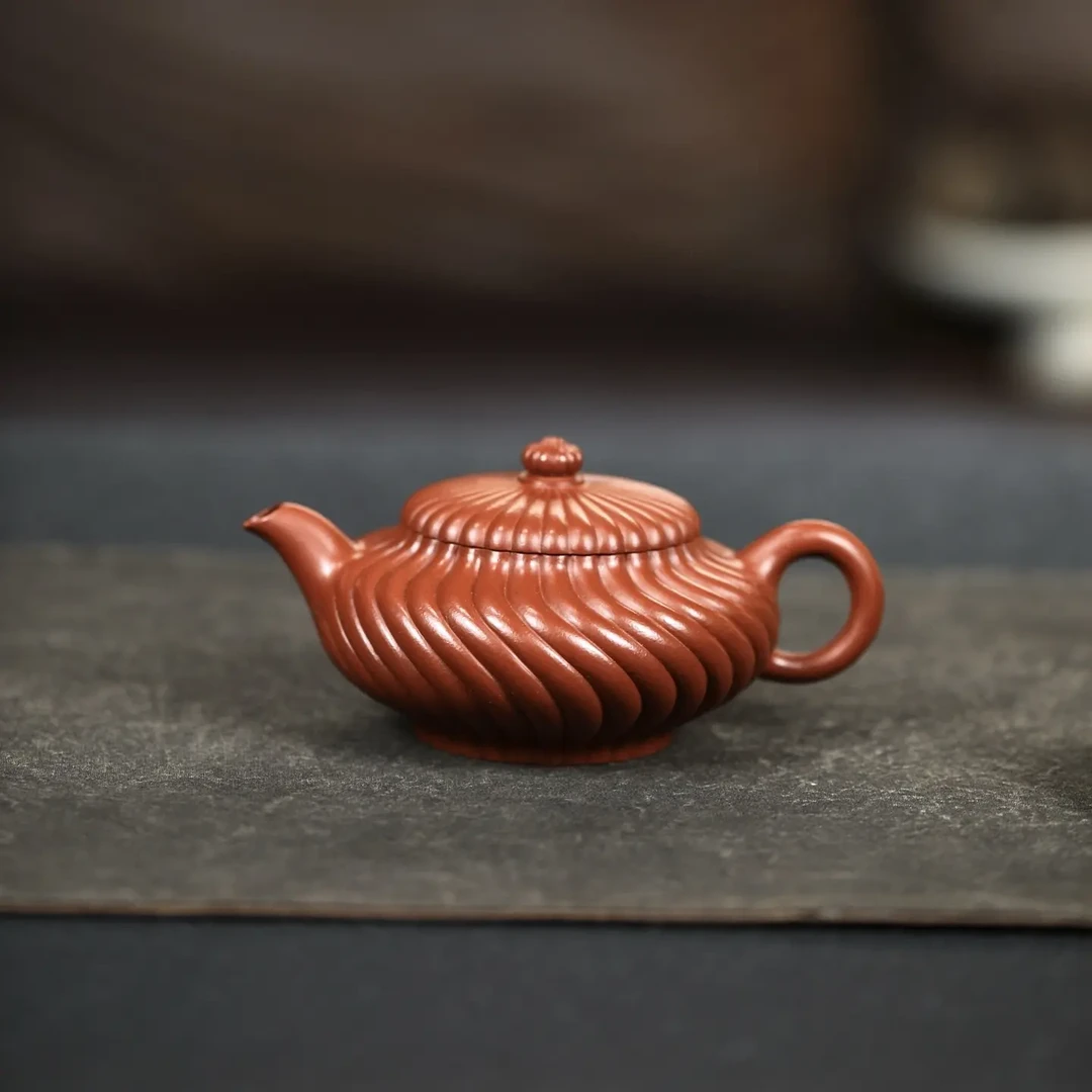 菊瓣·筋纹之美紫砂壶容量200cc/优质朱泥