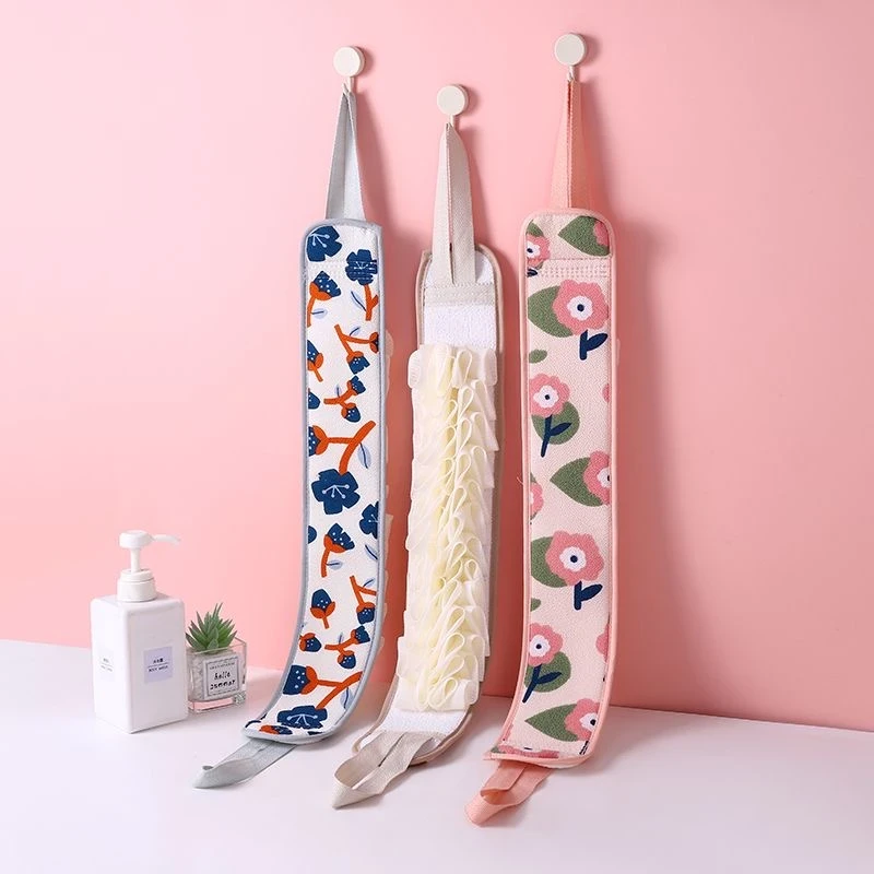 【两条装】印染浴花搓背条搓澡巾男女通用搓泥洗澡神器搓后背澡巾