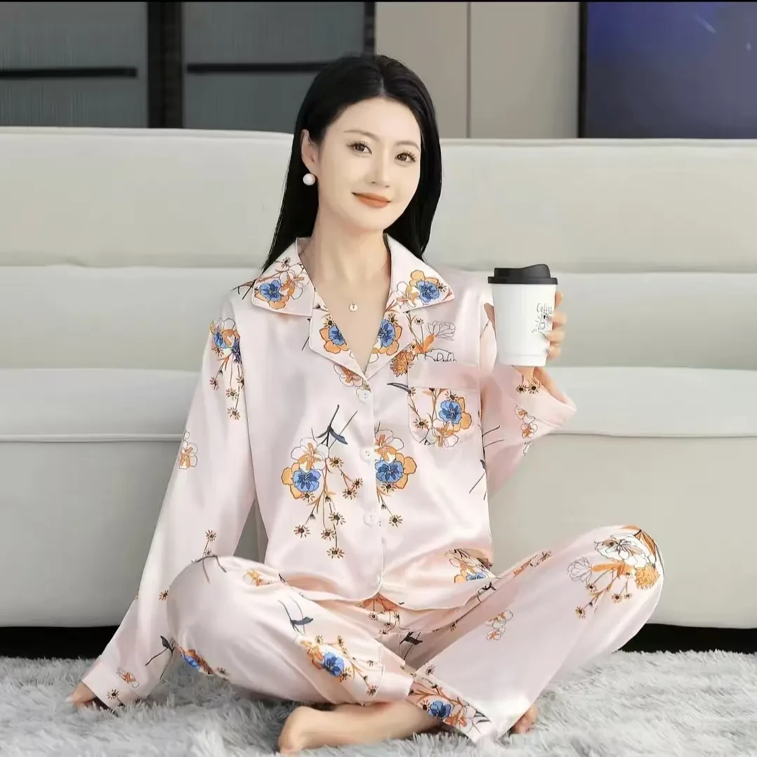 【情人节限定】高档冰丝缎睡衣套装空调服家居服睡衣可外穿舒适