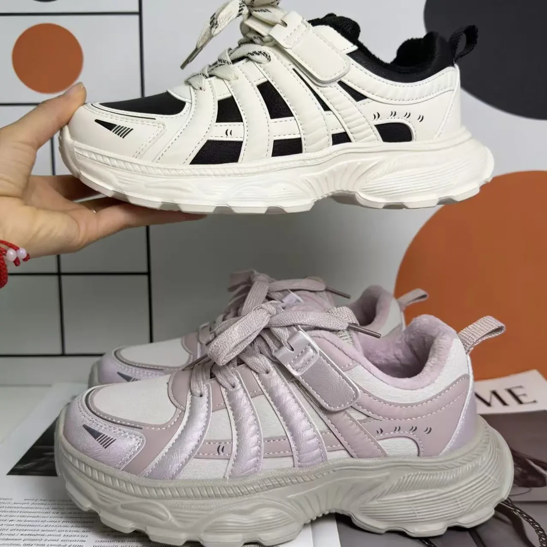 【青少年系列 32-41码】二棉棉鞋加绒皮面防水超轻跑鞋运动鞋