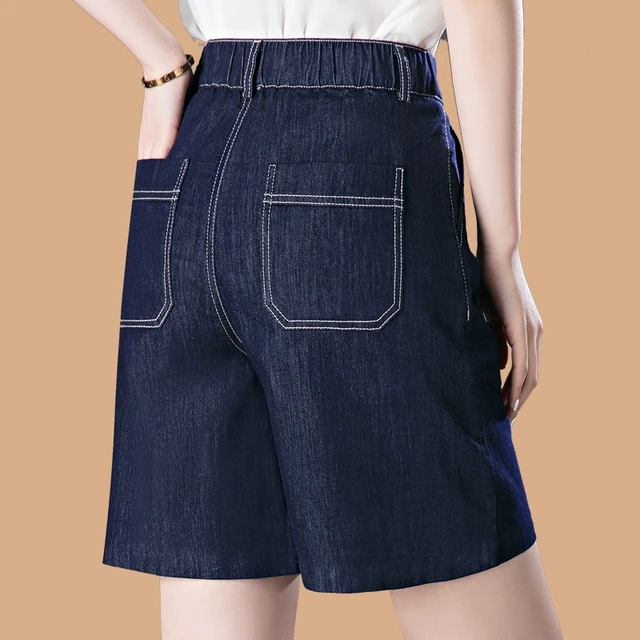 不掉色五分牛仔裤女士2025夏季新款直筒裤高腰薄款宽松短裤中裤子