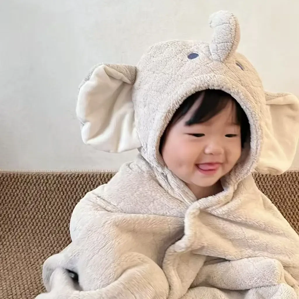 小象带帽斗篷浴巾柔软吸水速干四季可用