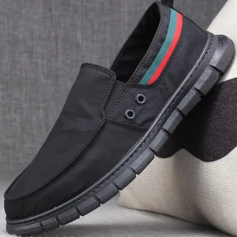 春夏季帆布鞋男鞋一脚蹬板鞋2025新款老北京布鞋百搭男士休闲鞋子