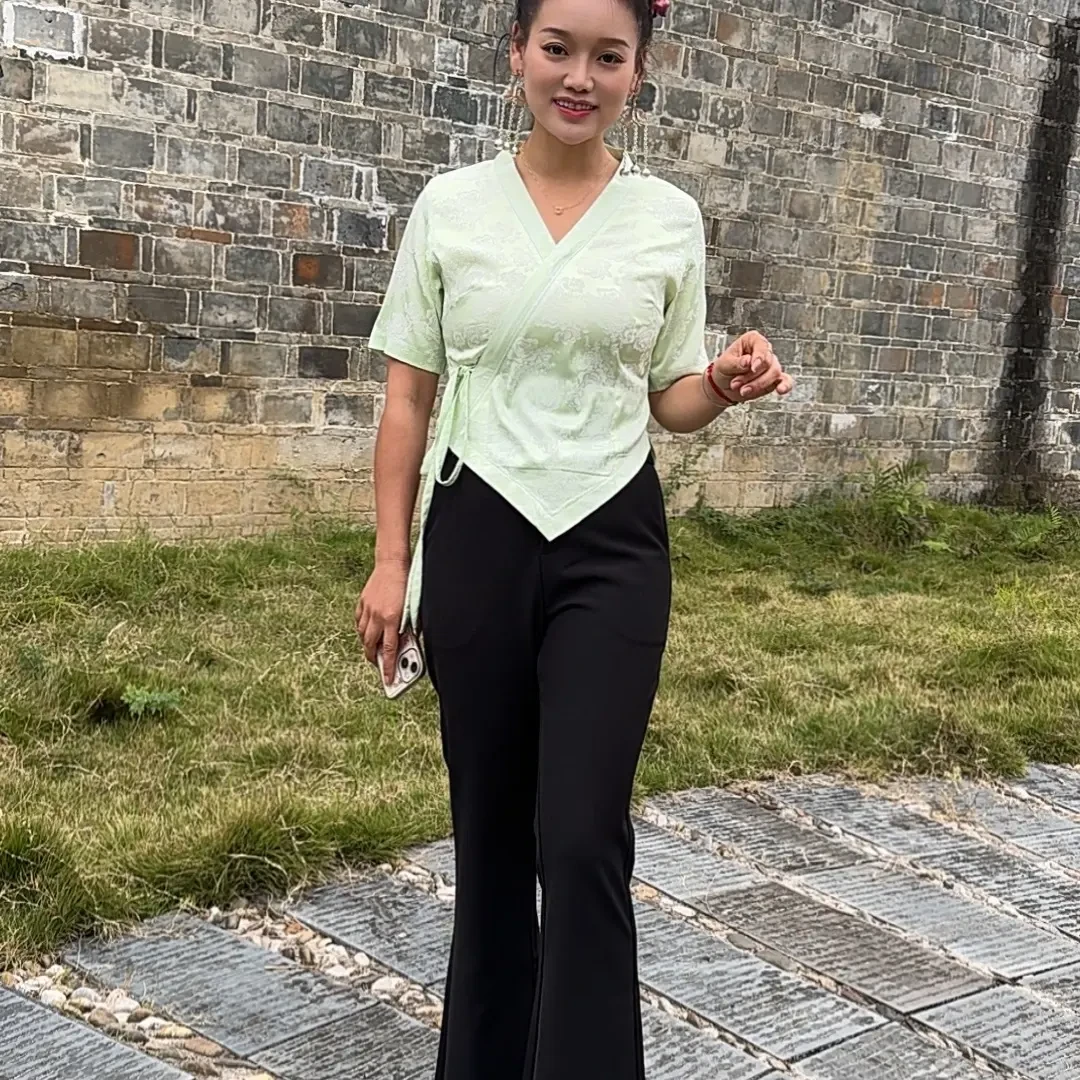 民族百搭中喇叭裤垂感西裤黑色秋冬季喇叭裤