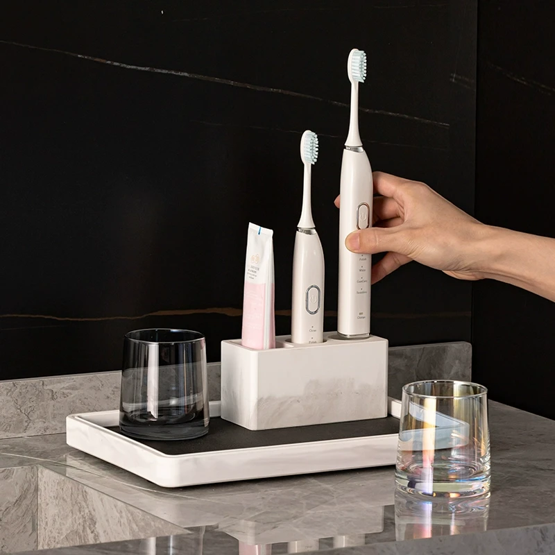 吸水硅藻泥电动牙刷置物架卫生间牙刷牙膏架漱口杯垫沥水收纳托盘