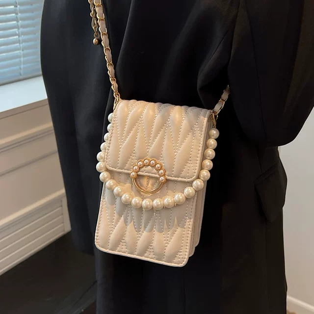 装手机的小包包女2025新款迷你春夏高级感轻便爆款珍珠链条斜挎包