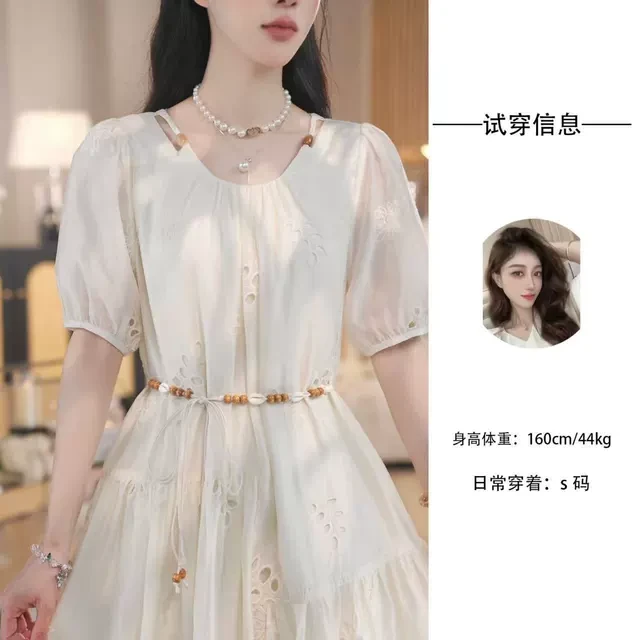 【假一赔三】Nash/奈希【繁花】设计感连衣裙25新款刺绣法式长裙