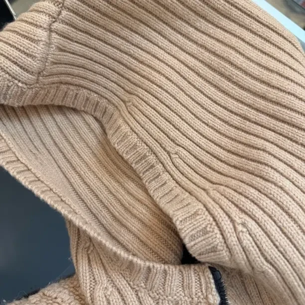 南油高端韩系慵懒绞花连帽针织外套