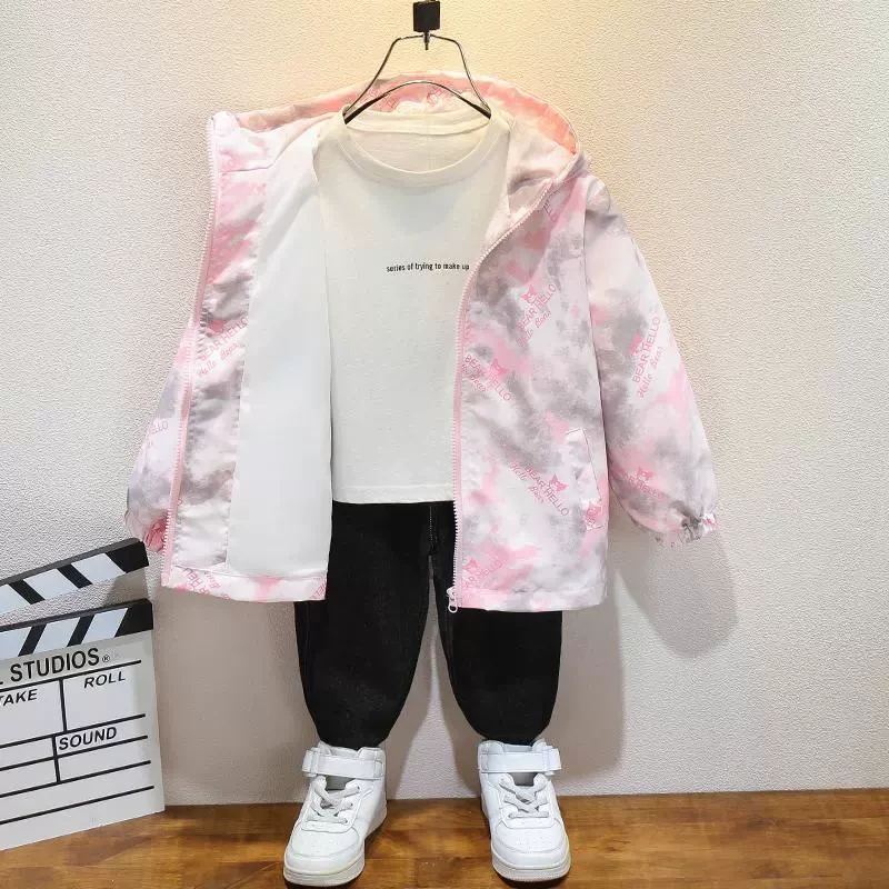 女童外套春秋款2025新款洋气儿童冲锋衣连帽秋季女宝宝风衣夹克潮