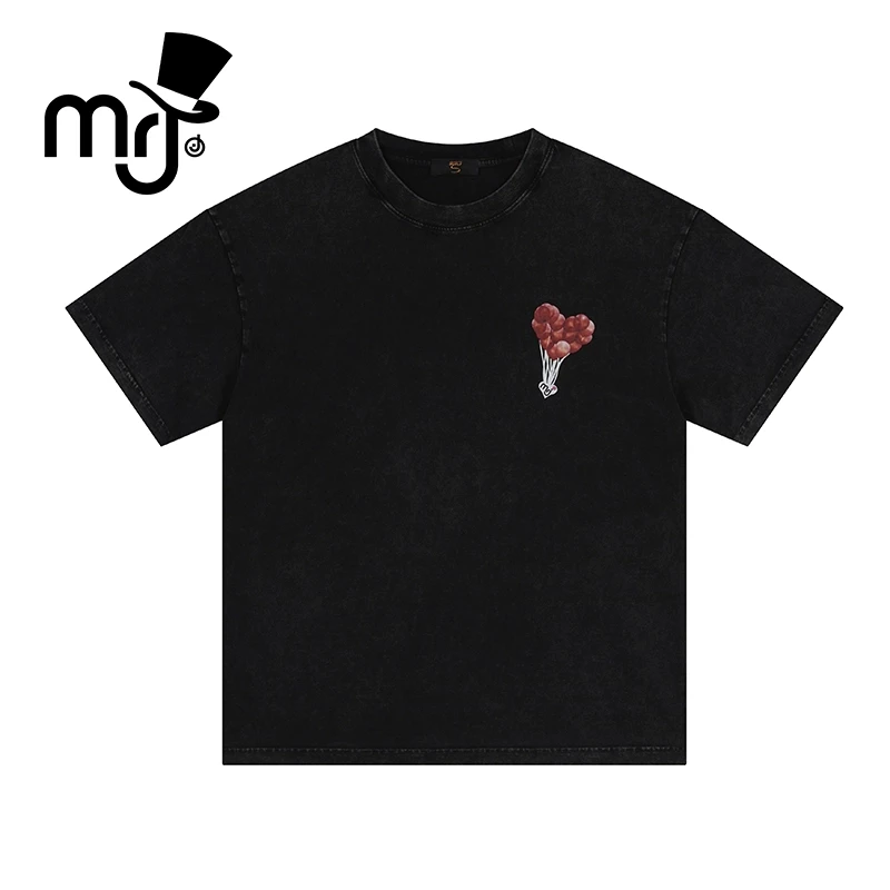 MRJ周杰伦原创品牌 告白气球创意复古印花短袖T恤纯棉男女上衣