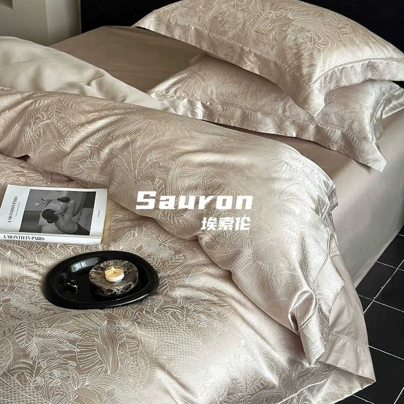 210S长绒棉四件套贡缎提花母婴A类床单被套床笠4件套