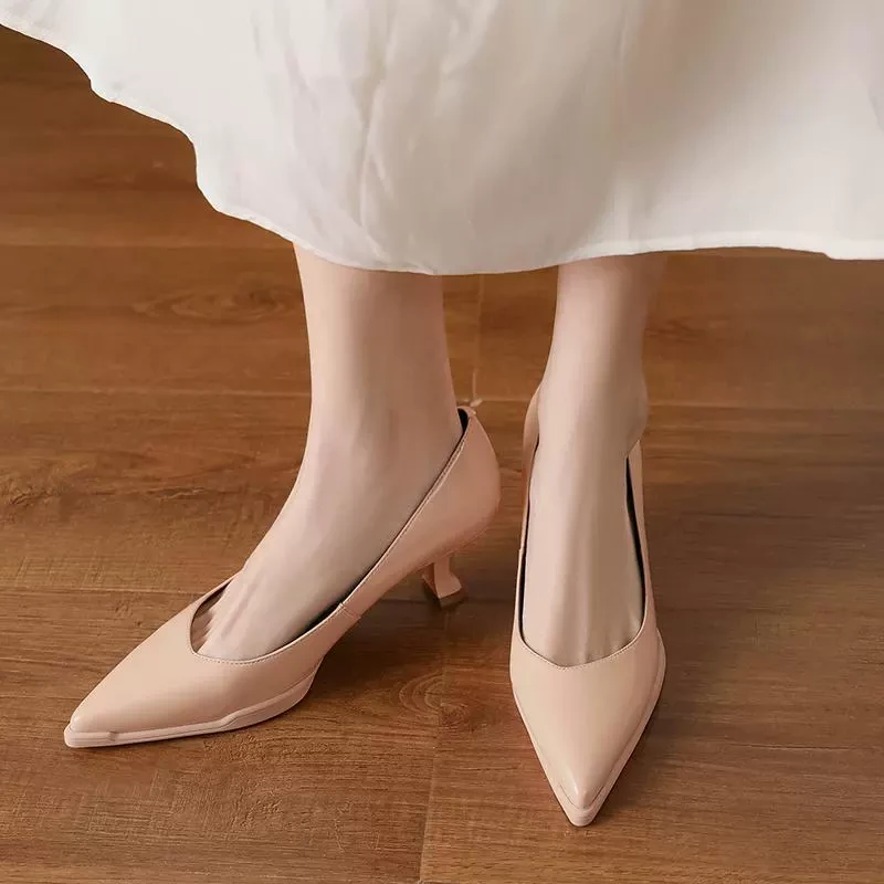 G ZFY洋气小高跟浅口尖头单鞋女时尚百搭日常鞋通勤女单鞋  9108