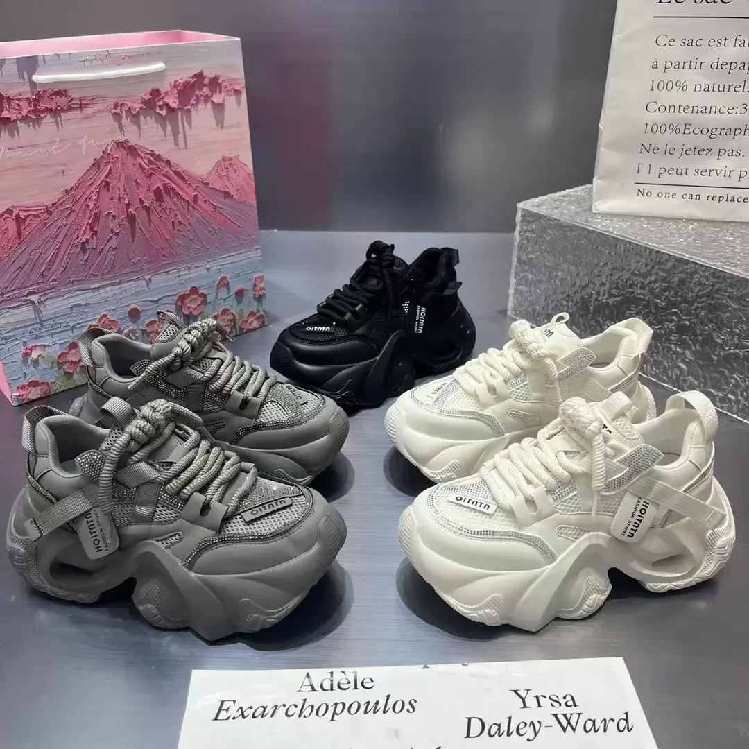 【涵-夏季/单网】欧洲站厚底透气网面水钻老爹鞋2025百搭爆款休闲鞋