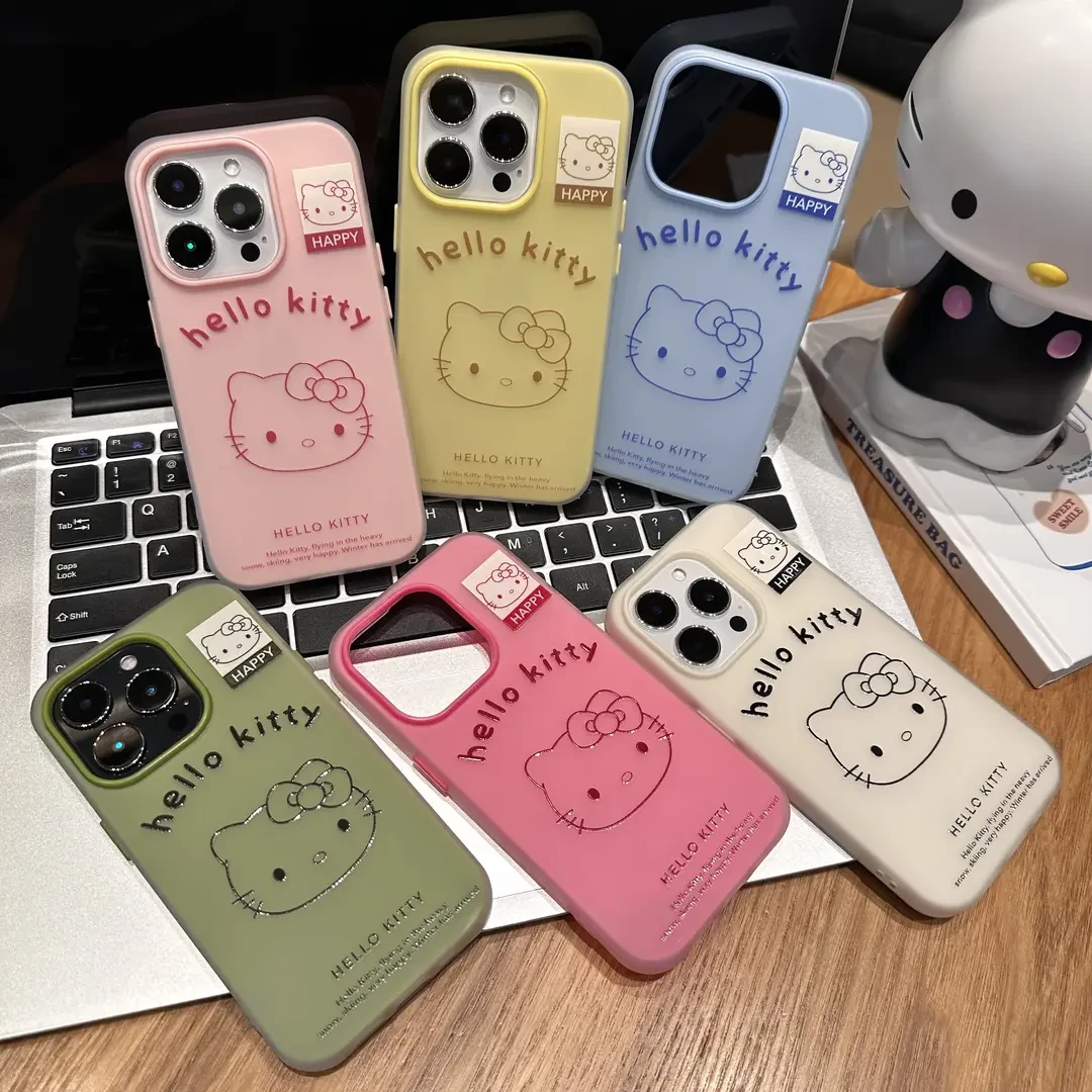 多巴胺线条凯蒂标签适用iPhone16/15肤感13/11手机壳苹果14