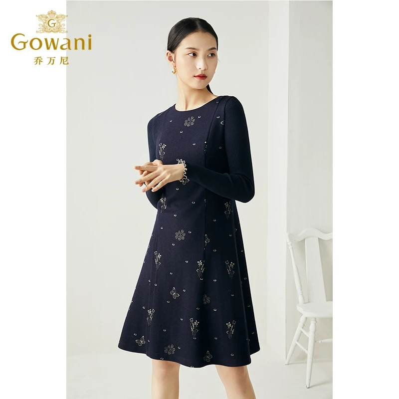 乔万尼针织羊毛呢面料舒适保暖气质优雅收腰显瘦连衣裙ES4E305