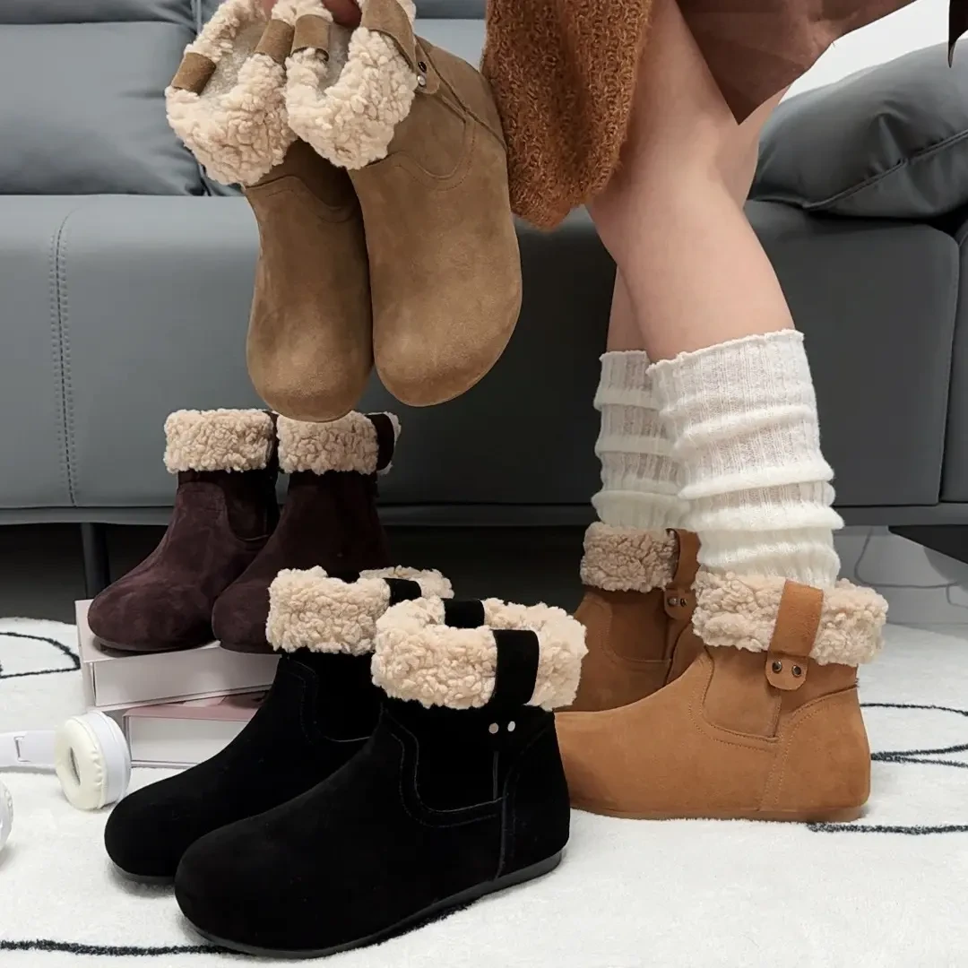 加厚中筒时尚雪地靴套筒保暖女靴高筒短靴中跟低帮
