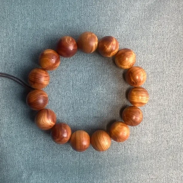 陈化老料高密红油闪电纹文玩手串