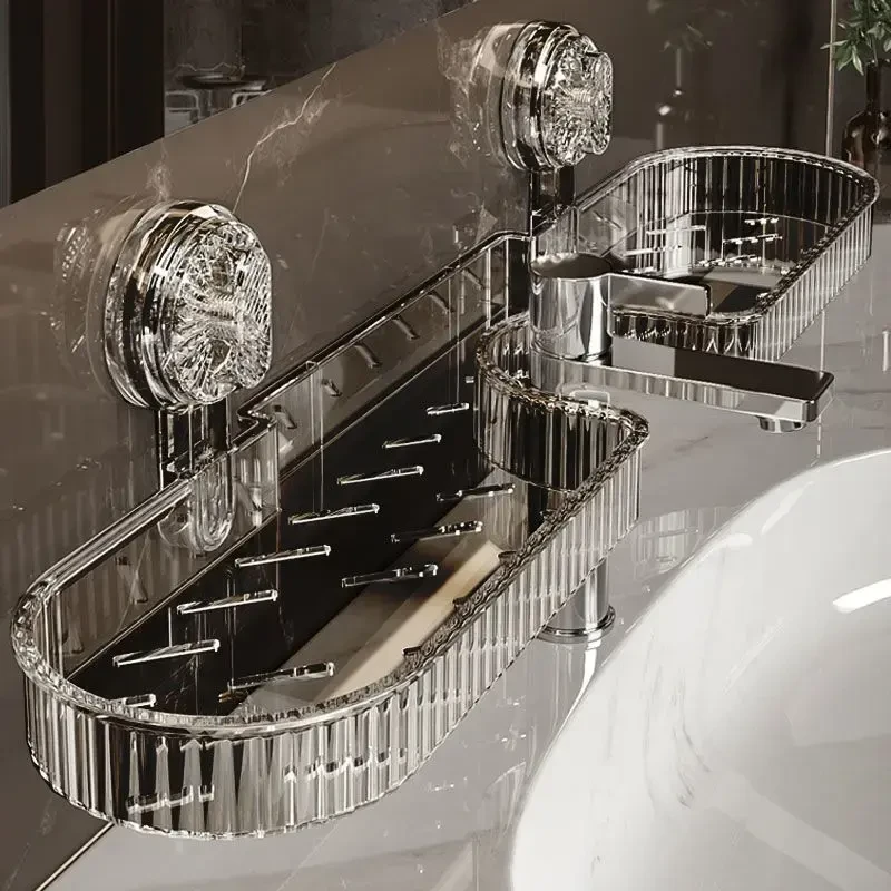 浴室水龙头轻奢置物架吸盘壁挂卫生间厨房洗手洗漱台墙上收纳神器