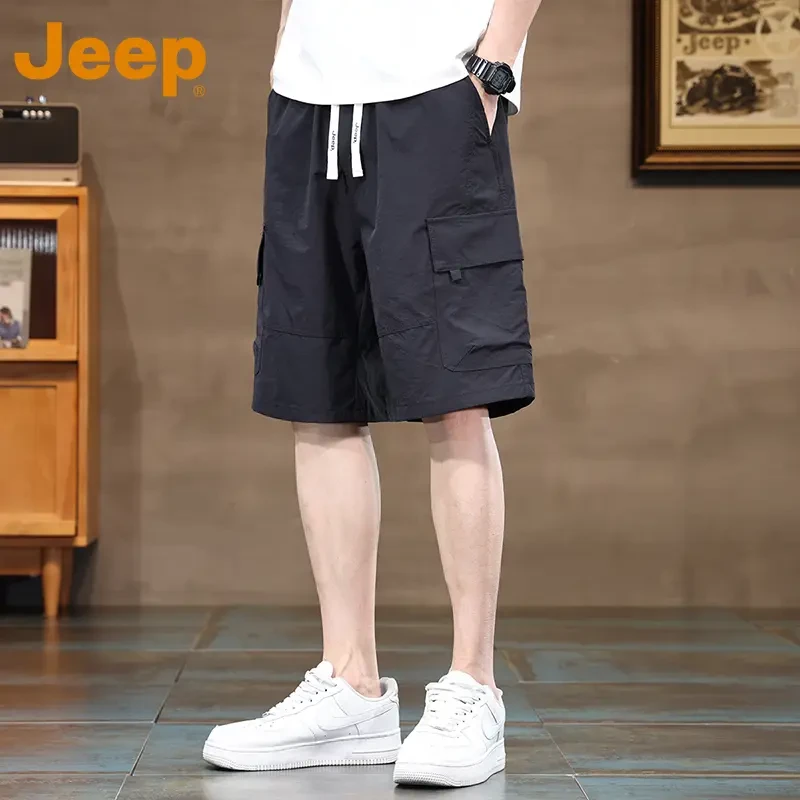 JEEP吉普【冰丝速干】工装短裤男士夏季宽松休闲裤新款外穿五分裤