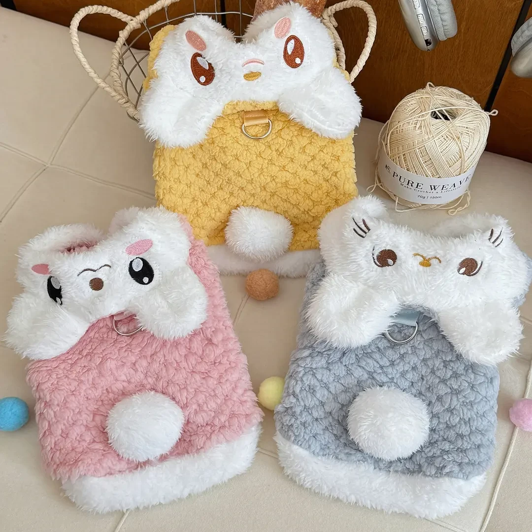 冬新款宠物衣服狗狗猫咪保暖毛毛加绒可爱连帽中小型犬卫衣背心S