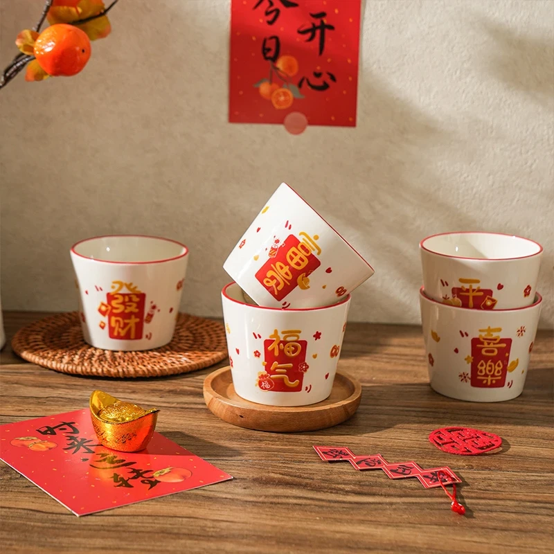 中式创意陶瓷马克杯个人专用办公室茶杯随手喜庆小水杯手握家用LQ