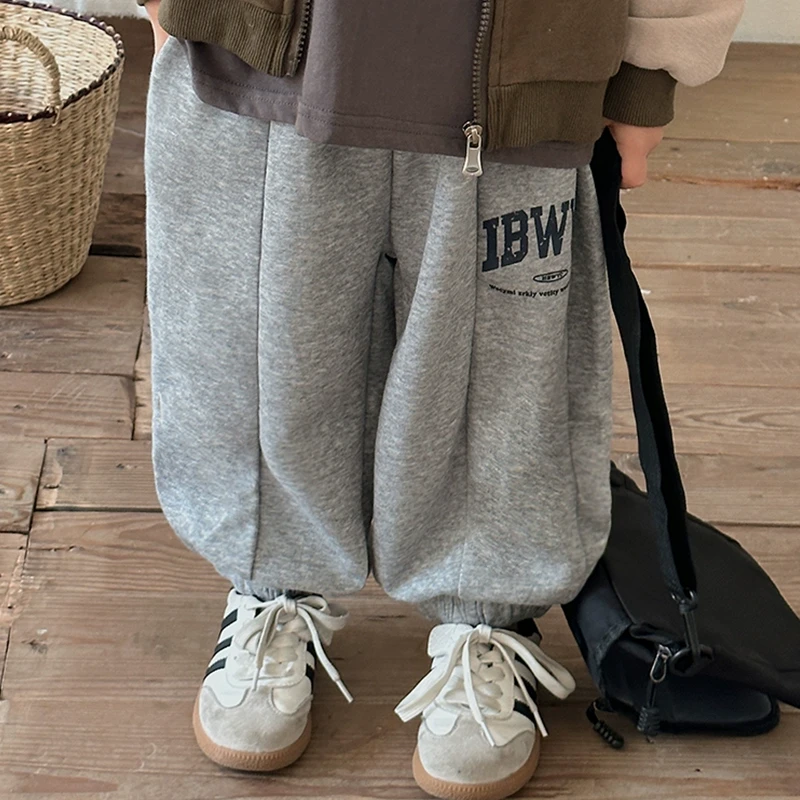 【反季清仓】韩版KW100拼接字母卫裤男童女童复合牛奶丝灯笼裤