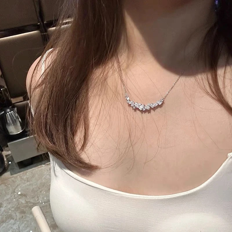 钛钢项链 紫藤项链链子颈链轻奢小众ins满钻气质时尚百搭锁骨链