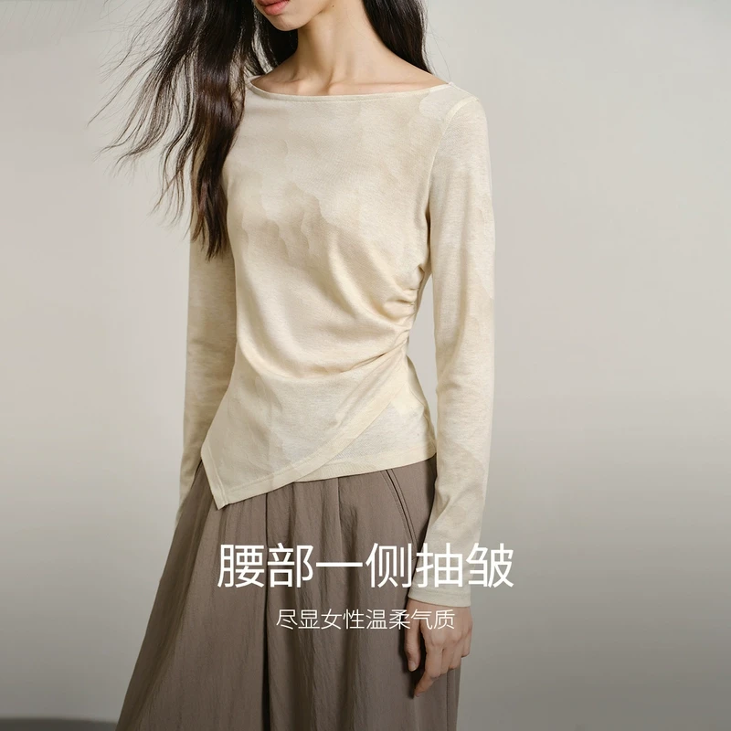 亦谷打底衫t恤女装2025春季新款高级感洋气内搭长袖上衣G5CAT254