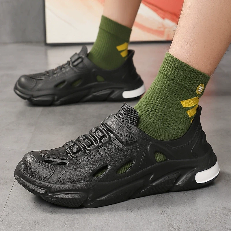 开车洞洞鞋男款2024新款夏季防滑防臭沙滩拖鞋司机专用凉鞋男外穿