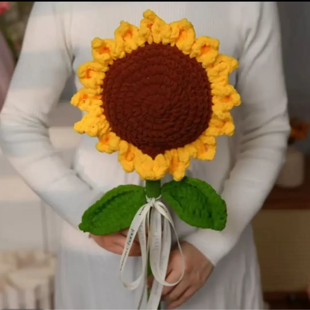 一举夺魁母亲节成品仿真毛线花手工钩针编织向日葵爱心花束毕业TJ