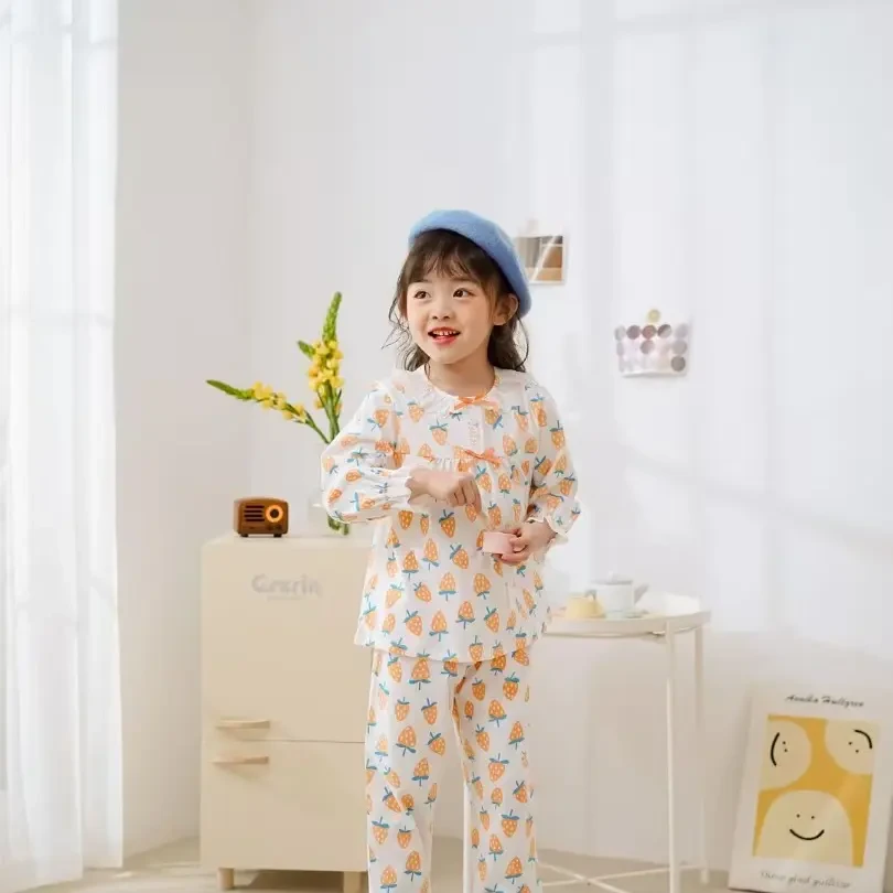 女童秋冬莫卡学院风卡通风家居服套装套装家居服