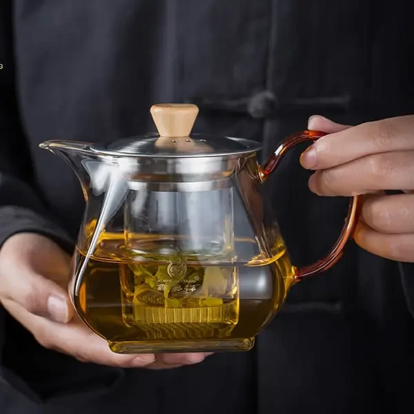 鑫凤祥高硼硅玻璃茶壶600ml壶透明煮茶壶人工吹制花茶壶功夫茶具