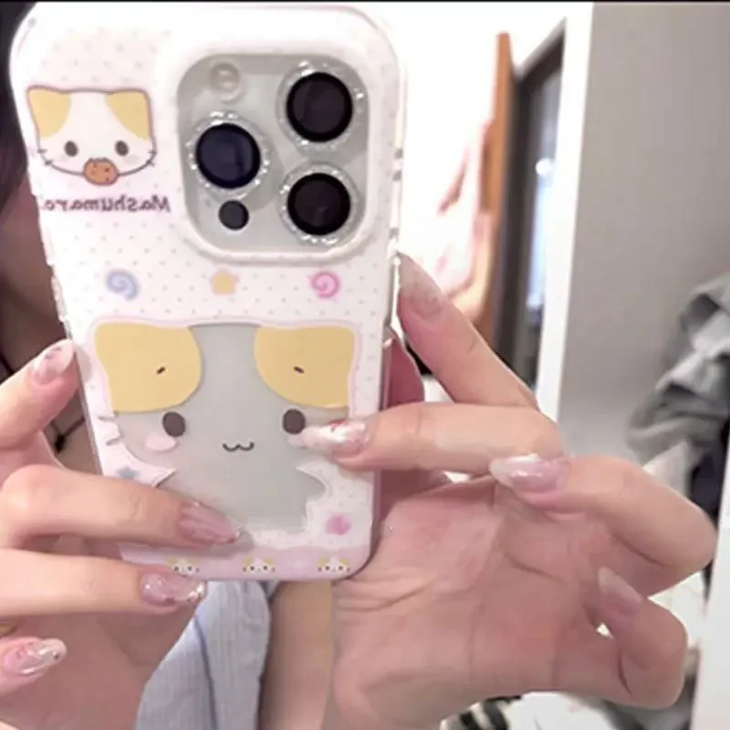 镂空棉花糖小猫适用iPhone16小米15pro华为苹果14promax手机壳ins